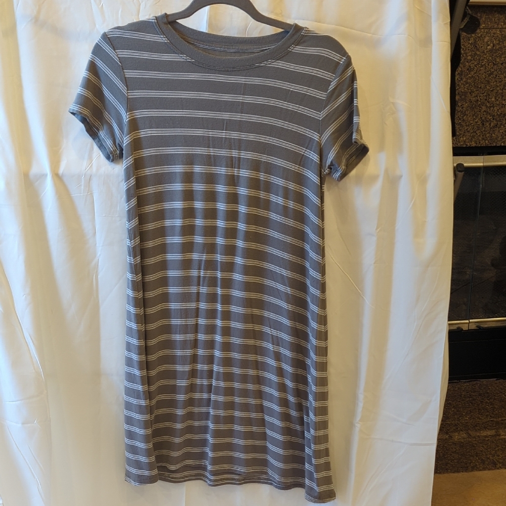 SO Gray Striped Kids Casual Dress
